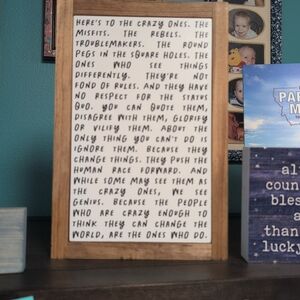 HERES TO THE CRAZY ONES  Apple Sign Steve Jobs Quote College decor
